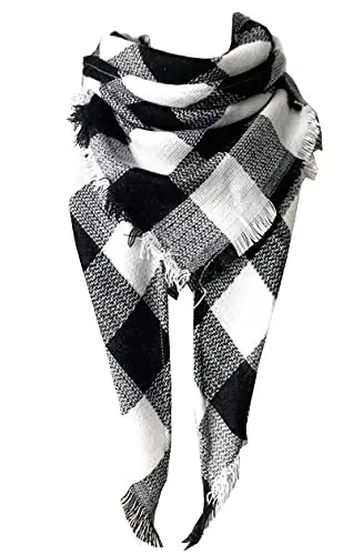 Wander Agio Womens Warm Long Shawl Winter Wraps Large Scarves Knit CasModazoneere Feel Plaid Triangle Scarf - WANDER AGIO