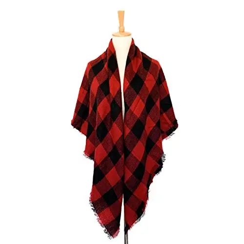 Wander Agio Womens Warm Long Shawl Winter Wraps Large Scarves Knit CasModazoneere Feel Plaid Triangle Scarf - 2