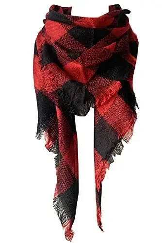 Wander Agio Womens Warm Long Shawl Winter Wraps Large Scarves Knit CasModazoneere Feel Plaid Triangle Scarf - 1
