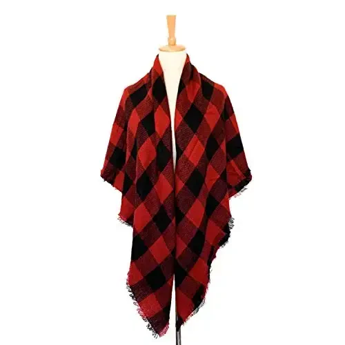 Wander Agio Womens Warm Long Shawl Winter Wraps Large Scarves Knit CasModazoneere Feel Plaid Triangle Scarf - WANDER (1)