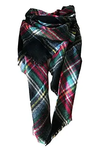 Wander Agio Womens Warm Long Shawl Winter Wraps Large Scarves Knit CasModazoneere Feel Plaid Triangle Scarf - 1