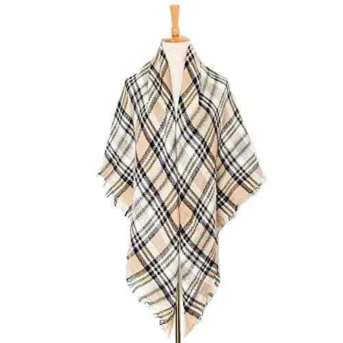 Wander Agio Womens Warm Long Shawl Winter Wraps Large Scarves Knit CasModazoneere Feel Plaid Triangle Scarf - 2