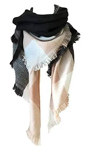 Wander Agio Womens Warm Long Shawl Winter Wraps Large Scarves Knit CasModazoneere Feel Plaid Triangle Scarf - 1