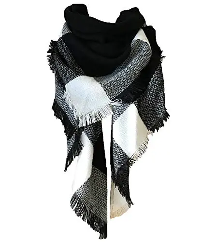 Wander Agio Womens Warm Long Shawl Winter Wraps Large Scarves Knit CasModazoneere Feel Plaid Triangle Scarf 