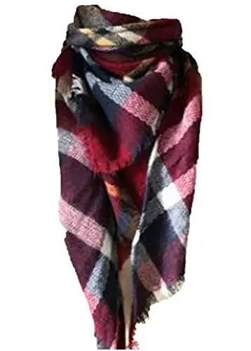 Wander Agio Womens Warm Long Shawl Winter Wraps Large Scarves Knit CasModazoneere Feel Plaid Triangle Scarf 