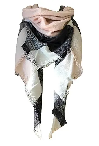 Wander Agio Womens Warm Long Shawl Winter Wraps Large Scarves Knit CasModazoneere Feel Plaid Triangle Scarf - WANDER AGIO