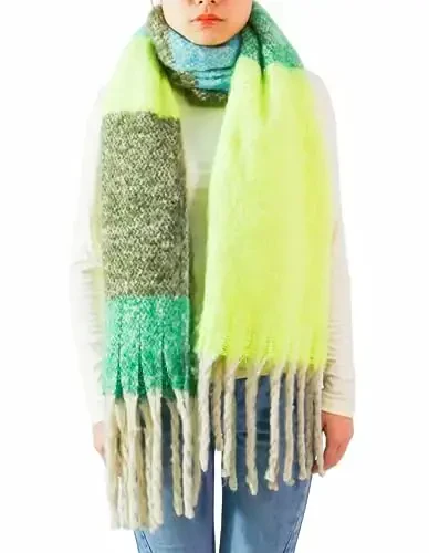 Wander Agio Winter Warm Scarf for Women Long Shawl Large Scarves Cold Weather Thick Blanket Scarfs Color Matching - 1