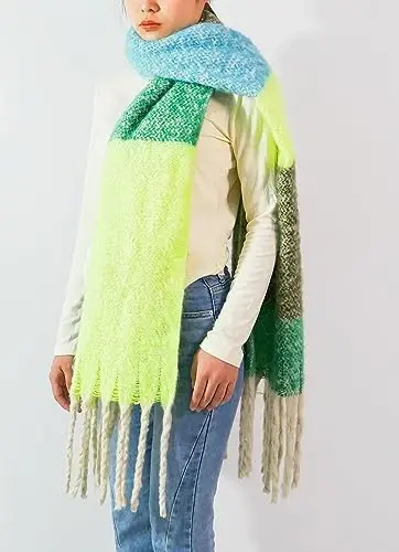 Wander Agio Winter Warm Scarf for Women Long Shawl Large Scarves Cold Weather Thick Blanket Scarfs Color Matching - MODAZONE (1)