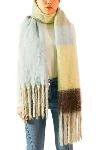 Wander Agio Winter Warm Scarf for Women Long Shawl Large Scarves Cold Weather Thick Blanket Scarfs Color Matching - 1