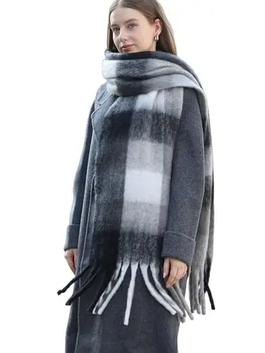 Wander Agio Winter Women Warm Scarf Long Shawl Large Scarves Cold Weather Thick Blanket Scarfs Colorful Plaid - 1