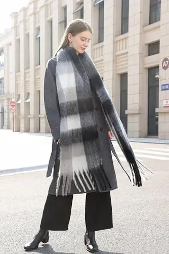 Wander Agio Winter Women Warm Scarf Long Shawl Large Scarves Cold Weather Thick Blanket Scarfs Colorful Plaid - 2