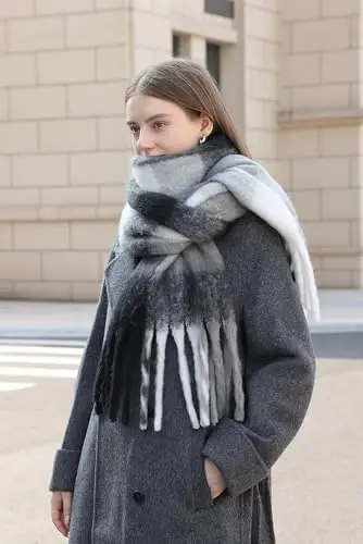 Wander Agio Winter Women Warm Scarf Long Shawl Large Scarves Cold Weather Thick Blanket Scarfs Colorful Plaid - 3