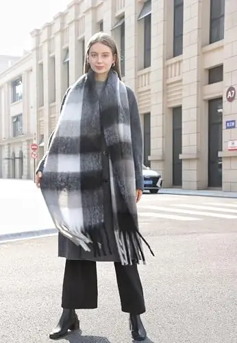 Wander Agio Winter Women Warm Scarf Long Shawl Large Scarves Cold Weather Thick Blanket Scarfs Colorful Plaid - 4
