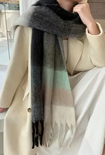 Wander Agio Winter Women Warm Scarf Long Shawl Large Scarves Cold Weather Thick Blanket Scarfs Colorful Plaid - 3