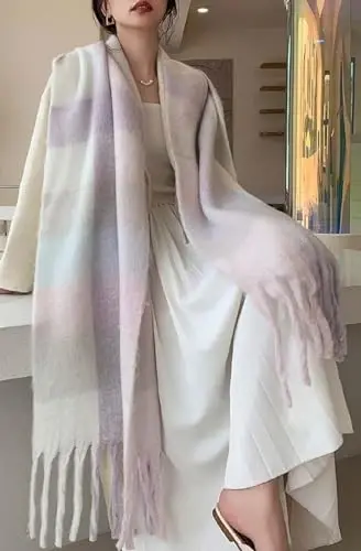 Wander Agio Winter Women Warm Scarf Long Shawl Large Scarves Cold Weather Thick Blanket Scarfs Colorful Plaid - WANDER AGIO (1)