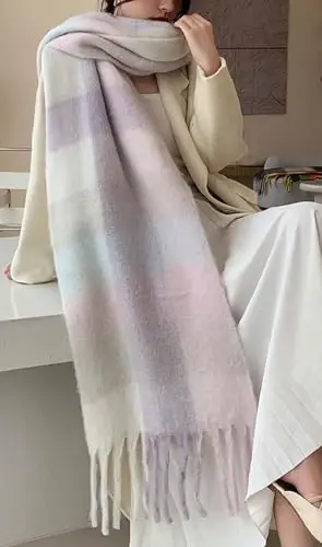 Wander Agio Winter Women Warm Scarf Long Shawl Large Scarves Cold Weather Thick Blanket Scarfs Colorful Plaid - 4