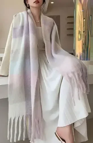 Wander Agio Winter Women Warm Scarf Long Shawl Large Scarves Cold Weather Thick Blanket Scarfs Colorful Plaid - WANDER AGIO (1)