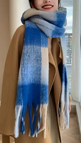 Wander Agio Winter Women Warm Scarf Long Shawl Large Scarves Cold Weather Thick Blanket Scarfs Colorful Plaid - WANDER AGIO (1)