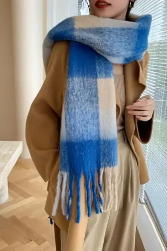 Wander Agio Winter Women Warm Scarf Long Shawl Large Scarves Cold Weather Thick Blanket Scarfs Colorful Plaid - 4