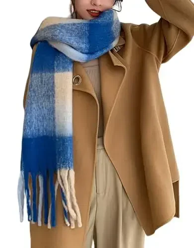 Wander Agio Winter Women Warm Scarf Long Shawl Large Scarves Cold Weather Thick Blanket Scarfs Colorful Plaid - 1