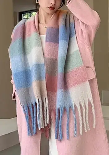 Wander Agio Winter Women Warm Scarf Long Shawl Large Scarves Cold Weather Thick Blanket Scarfs Colorful Plaid - 2