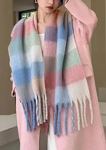 Wander Agio Winter Women Warm Scarf Long Shawl Large Scarves Cold Weather Thick Blanket Scarfs Colorful Plaid - WANDER AGIO (1)