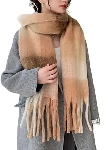 Wander Agio Winter Women Warm Scarf Long Shawl Large Scarves Cold Weather Thick Blanket Scarfs Colorful Plaid - 1