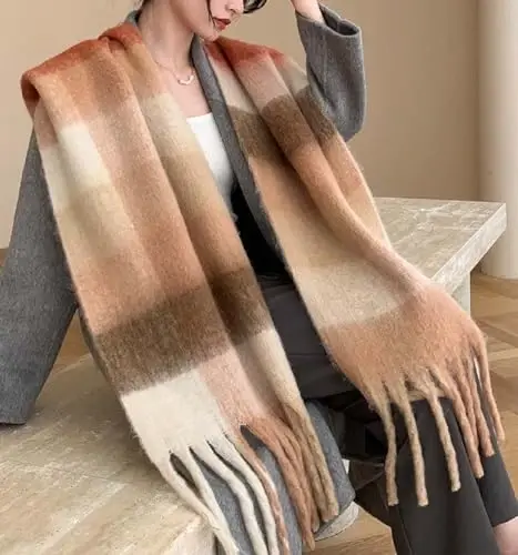 Wander Agio Winter Women Warm Scarf Long Shawl Large Scarves Cold Weather Thick Blanket Scarfs Colorful Plaid - 3