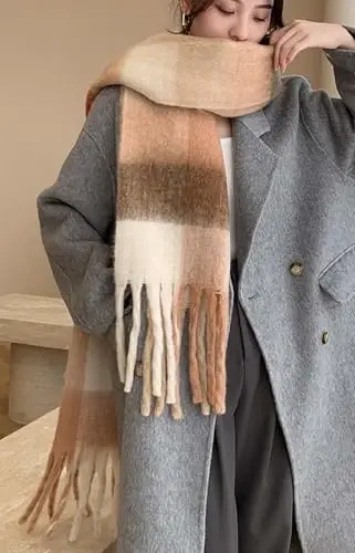 Wander Agio Winter Women Warm Scarf Long Shawl Large Scarves Cold Weather Thick Blanket Scarfs Colorful Plaid - 5