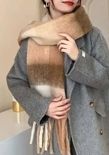 Wander Agio Winter Women Warm Scarf Long Shawl Large Scarves Cold Weather Thick Blanket Scarfs Colorful Plaid - WANDER AGIO (1)