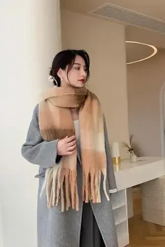 Wander Agio Winter Women Warm Scarf Long Shawl Large Scarves Cold Weather Thick Blanket Scarfs Colorful Plaid - 4
