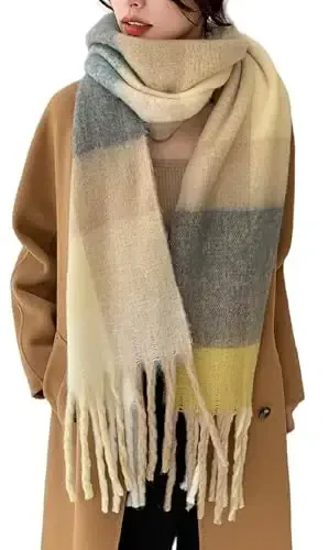 Wander Agio Winter Women Warm Scarf Long Shawl Large Scarves Cold Weather Thick Blanket Scarfs Colorful Plaid - 1