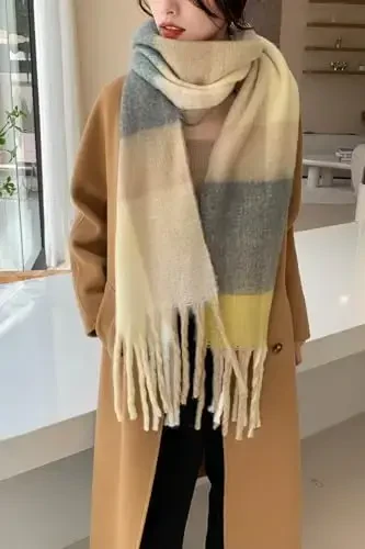 Wander Agio Winter Women Warm Scarf Long Shawl Large Scarves Cold Weather Thick Blanket Scarfs Colorful Plaid - 4