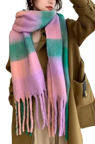 Wander Agio Winter Women Warm Scarf Long Shawl Large Scarves Cold Weather Thick Blanket Scarfs Colorful Plaid - 1