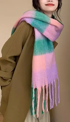 Wander Agio Winter Women Warm Scarf Long Shawl Large Scarves Cold Weather Thick Blanket Scarfs Colorful Plaid - 5