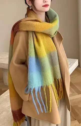 Wander Agio Winter Women Warm Scarf Long Shawl Large Scarves Cold Weather Thick Blanket Scarfs Colorful Plaid - WANDER (1)