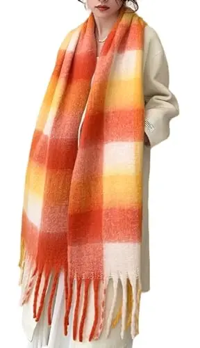 Wander Agio Winter Women Warm Scarf Long Shawl Large Scarves Cold Weather Thick Blanket Scarfs Colorful Plaid - 1