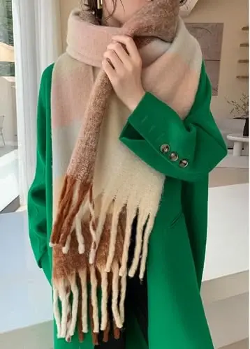 Wander Agio Winter Women Warm Scarf Long Shawl Large Scarves Cold Weather Thick Blanket Scarfs Colorful Plaid - 3