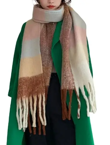 Wander Agio Winter Women Warm Scarf Long Shawl Large Scarves Cold Weather Thick Blanket Scarfs Colorful Plaid - WANDER AGIO