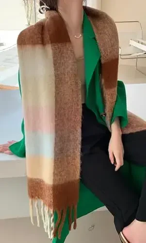 Wander Agio Winter Women Warm Scarf Long Shawl Large Scarves Cold Weather Thick Blanket Scarfs Colorful Plaid - 5