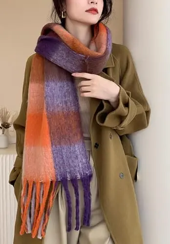 Wander Agio Winter Women Warm Scarf Long Shawl Large Scarves Cold Weather Thick Blanket Scarfs Colorful Plaid - WANDER AGIO (1)