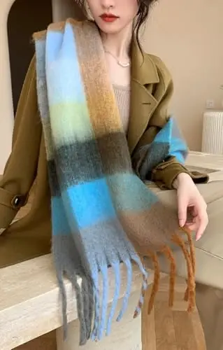 Wander Agio Winter Women Warm Scarf Long Shawl Large Scarves Cold Weather Thick Blanket Scarfs Colorful Plaid - 4