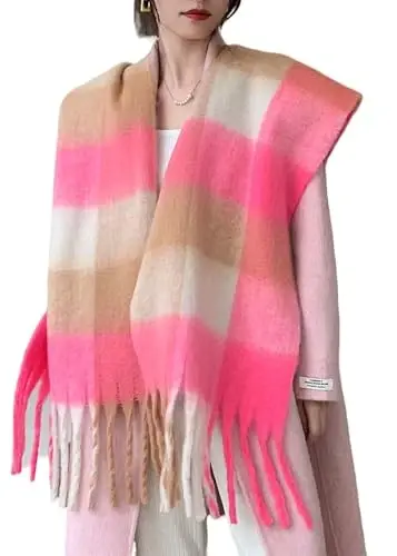 Wander Agio Winter Women Warm Scarf Long Shawl Large Scarves Cold Weather Thick Blanket Scarfs Colorful Plaid 