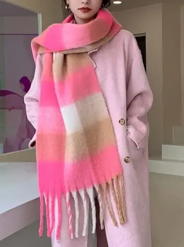 Wander Agio Winter Women Warm Scarf Long Shawl Large Scarves Cold Weather Thick Blanket Scarfs Colorful Plaid - WANDER AGIO (1)