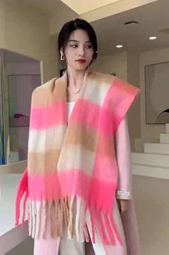 Wander Agio Winter Women Warm Scarf Long Shawl Large Scarves Cold Weather Thick Blanket Scarfs Colorful Plaid - 5