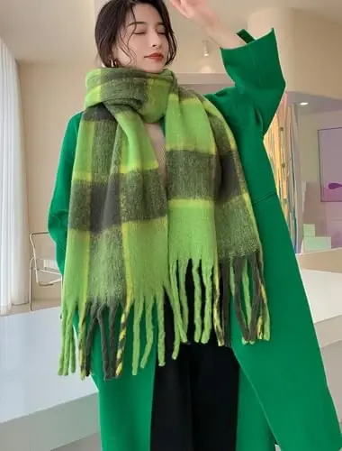 Wander Agio Winter Women Warm Scarf Long Shawl Large Scarves Cold Weather Thick Blanket Scarfs Colorful Plaid - 5