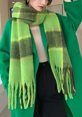 Wander Agio Winter Women Warm Scarf Long Shawl Large Scarves Cold Weather Thick Blanket Scarfs Colorful Plaid - 4