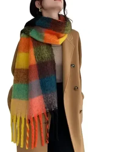 Wander Agio Winter Women Warm Scarf Long Shawl Large Scarves Cold Weather Thick Blanket Scarfs Colorful Plaid 