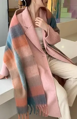 Wander Agio Winter Women Warm Scarf Long Shawl Large Scarves Cold Weather Thick Blanket Scarfs Colorful Plaid - 3