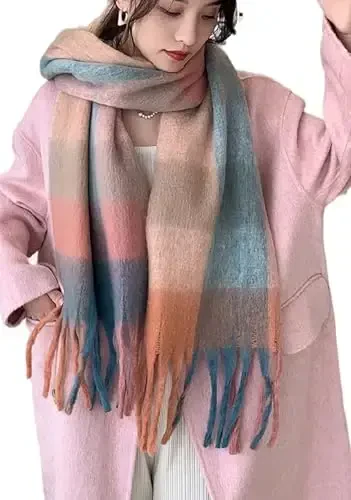 Wander Agio Winter Women Warm Scarf Long Shawl Large Scarves Cold Weather Thick Blanket Scarfs Colorful Plaid - WANDER